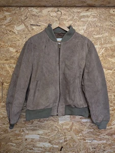 Vintage London Fog Bomber Jacket Medium 40 Men Suede Lined Brown USA Made 70s - Picture 1 of 8