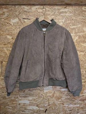 Vintage London Fog Bomber Jacket Medium 40 Men Suede Lined Brown USA Made 70s - Image 1 of 4