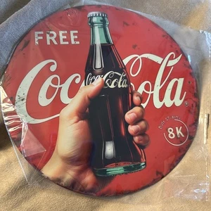 “Free Coca Cola” Round Metal Tin 8”x8”  - Picture 1 of 6