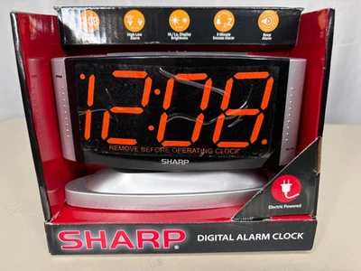 Sharp Home LED Digital Alarm Clock Swivel Base Outlet Powered Simple Operation - Image 1 of 4