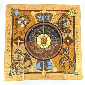 Hermes Silk Scarf Carre 90 REVE D' AUSTRALIE Yellow Used from Japan - Picture 1 of 6
