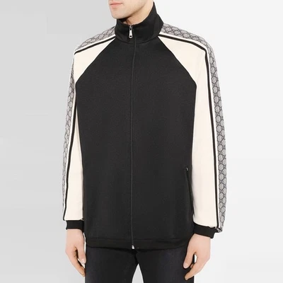 GUCCI 545601 Oversize Technical Jersey Track Jacket GG Monogram Tape Stripe L-XL - Image 1 of 4