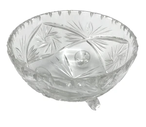 Vintage Brillantschliff Glas Kristall Fuß 5" Nussschale wirbelnder Stern Pinwheel Bursts - Bild 1 von 12