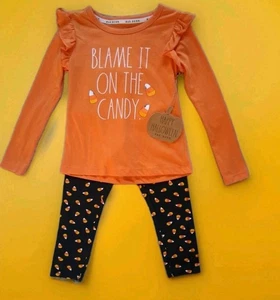 NWT "Rae Dunn" Halloween 2 PC Set "Blame It On The Candy" Girls sz 4 MSRP $38 - Picture 1 of 7