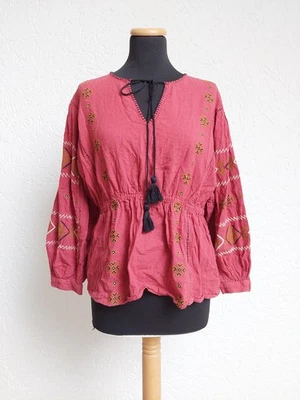 Rote Stickerei Boho Bluse von Zara, Gr. S - Bild 1 von 4