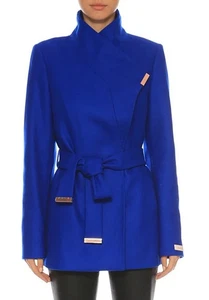 Ted Baker Rosess Bright Blue Wool Cashmere Short Wrap Coat Size 1/ US 4 NWT $469 - Picture 1 of 11