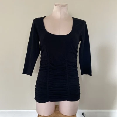 Top de mujer LAST TANGO M/L elástico negro manga 3/4 detalle apresurado activo EE. UU. NUEVO CON ETIQUETAS Foto 1 de 4