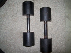 vtg "OLD SCHOOL" 20lb. DUMBBELLS BodyBuilding STRONGMAN Antique FITNESS iron - Picture 1 of 3