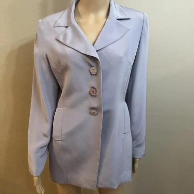 Chaqueta Blazer Hugo Buscati 100% Seda Forrada con Botones Cuello Lavanda Púrpura Talla 8 Foto 1 de 4