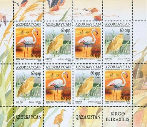 Azerbaiyán-Kazajstán 2010 emisión conjunta aves ms MNH Foto 1 de 1