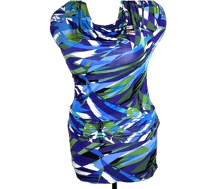BCBG MaxAzria | Purple Blue Abstract Hip Hugger Dress Size L - Picture 1 of 9