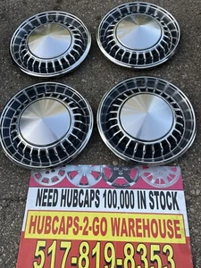 15” Airstream Hubcaps Stainless /Black set 4 used with Retro 1959-77 Rare Cool - Picture 1 of 7