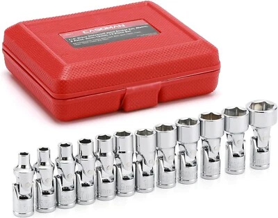 CASOMAN 12PCS 1/4" Drive Universal Flex Socket Set Metric Swivel Head - Image 1 of 4