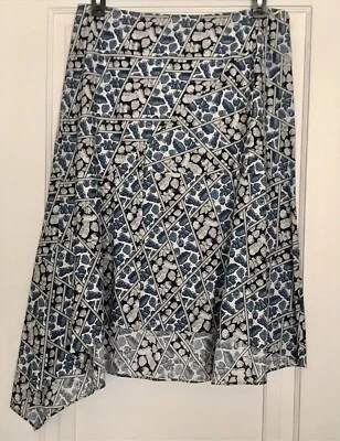 NWOT Lafayette 148 NY Tori Size 16 Galaxy Blue Geometric Leaf Asymmetric Skirt - Image 1 of 4