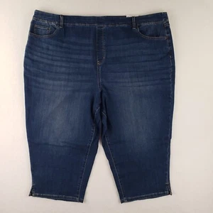 Croft Barrow Womens Denim Blue Jean Capri Pants Size 26W Mid Rise Pull On - Picture 1 of 18
