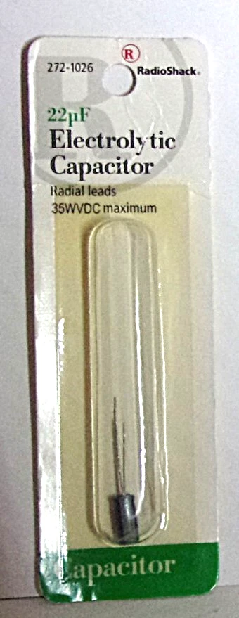 Condensador electrolítico Radio Shack #272-1026 22p.F (microfarads) NUEVO Foto 1 de 1