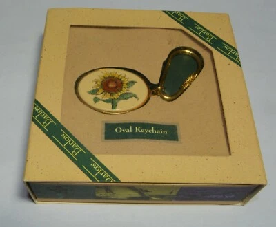 NUEVO EN CAJA Llavero Grabado Barlow Girasol Ovalado Tono Dorado Pintado a Mano Foto 1 de 2