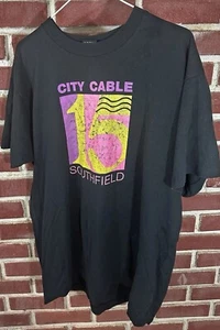 Vintage City Cable Southfield T-shirt Single Stich Black XL USA 50/50 - Picture 1 of 7