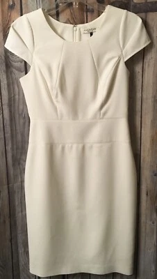 *HALSTON Heritage* Elegante Vestido Manga Gorra Forrado Marfil Para Mujer Talla 8 - ¡Nuevo!! Foto 1 de 4