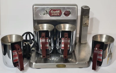 De colección 1962 Campbell's mostrador de sopa cocina 4 tazas calientes EE. UU. comedor exhibición publicidad Foto 1 de 4