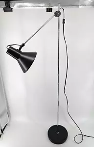 IKEA Floor Lamp Vintage Modern Black Adjustable Swing Arm Matte Metal - Picture 1 of 16