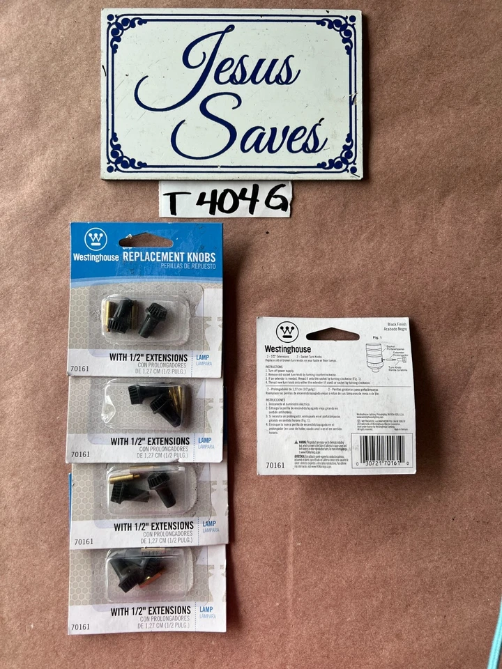 "Paquetes de 5 perillas giratorias Westinghouse 70161 - extensiones de 1/2"" luz negra/lámpara T404f" Foto 1 de 1