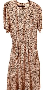VTG Portfolio Dress by Anthropologie S 7-8 Rayon Pink Blossoms Tacked Sleeve EUC - Picture 1 of 9