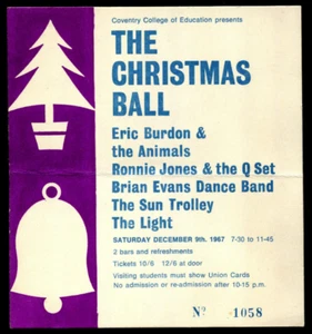THE ANIMALS  :  original UK 1967  Gig  Ticket : Coventry College - Imagen 1 de 2