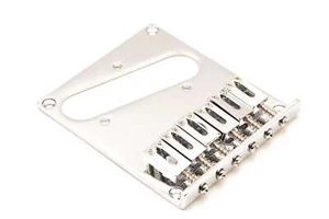Tone Ninja 3 hole 6 Saddle Telecaster Bridge, Flat plate 5 screw mount, Chrome - Picture 1 of 4