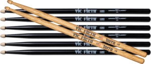 PACK DE 3 paires de baguettes VIC FIRTH AMERICAN CLASSIC HICKORY 5BB + 1 5BT - Imagen 1 de 1
