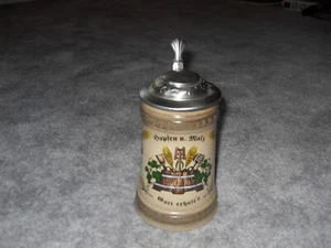 Bierkrug mit Zinndeckel 0,5 L  Alwe Hopfen u. Malz Gott erhalt``s aus Nachlass - Bild 1 von 5