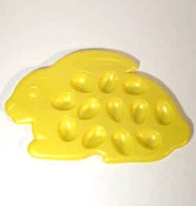 Easter Deviled Egg Tray Holder Platter, Bunny Rabbit Shaped Dyeing Painting Eggs - Picture 1 of 12