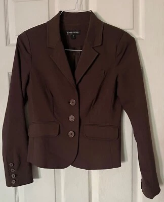 Chaqueta Blazer Rampage Marrón Forrada Elástica Cierre de Botones Corta Para Mujer’s Mediana Foto 1 de 4
