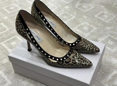 Tacones superiores para mujer Jimmy Choo de cuero con estampado animal Foto 1 de 4