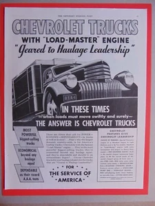 Camiones Chevrolet 1941 ¡con motor Load-Master!  anuncio impreso arte vintage - Imagen 1 de 1