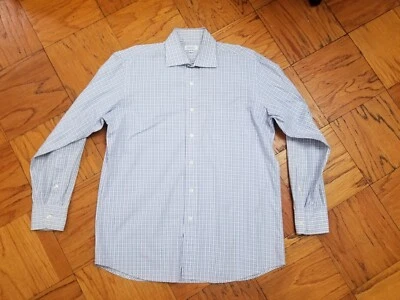 Barneys New York Blue White Checkered L/S Shirt - Size 15 1/2 33 - 100% Cotton - Image 1 of 4