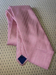 Harrods Knightsbridge Silk Tie Made in Italy 58" x 3.6" Pink Herringbone NWOT - Picture 1 of 7