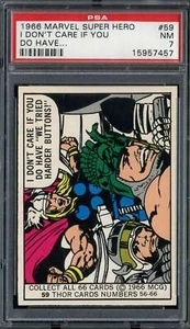 1966 DONRUSS MARVEL SUPER HEROES #59 NON MI INTERESSA PSA 7 *DS15078 - Foto 1 di 2