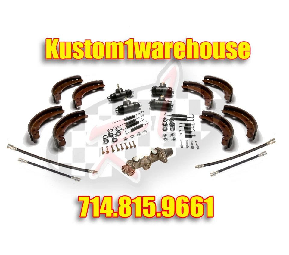 Brake kit 1971-1979 VW Volkswagen Super Beetle master whl cylinders hoses shoes - Image 1 of 1
