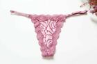 Women Sexy Thong Rose Mesh&Lace Tback Underwear High Cut G-String Knicker Pink S