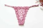 Women Sexy Thong Rose Mesh&Lace Tback underwear High Cut G-string Knicker Pink S