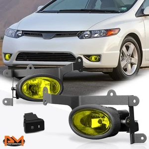 For 06-08 Honda Civic 2-Dr Amber Lens Front Bumper Fog Light/Lamp W/Switch Pair - Picture 1 of 6