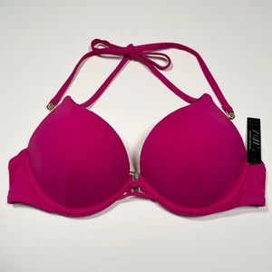Victoria Secret 34B Bombshell Push Up Bikini Top Halter Add 2 Cups Berry Blush - Picture 1 of 8