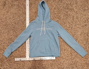 Abercrombie & Fitch Women Hoodie Small Blue Soft A&F Fleece Pocket Embroidered - Picture 1 of 5
