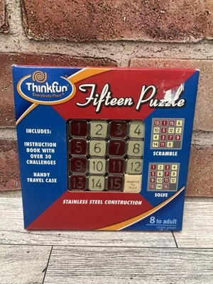 VINTAGE Thinkfun Fifteen Puzzle Steel Construction Handy Case Instruction Book - Image 1 of 2