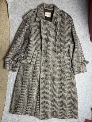 Abrigo Abrigo Jeller Vintage Para Hombre 40R Marrón Espiga Lana Cinturón Años 60 Foto 1 de 4