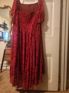 TORRID 4X Red Tea Length Smocked Bodice Dress - Picture 1 of 5