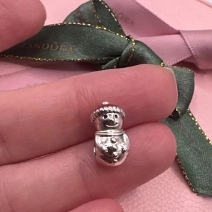 PANDORA Sterling Silver Snowman Red Santa Hat Charm 798478  RETIRED Authentic - Picture 1 of 6