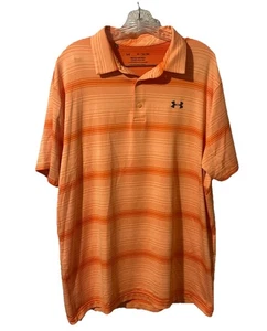 Under Armour XL Orange Playoff Poloshirt Gestreift Logo Freizeit Golf Herren S/S K16 - Bild 1 von 4