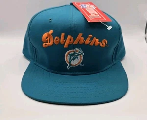 VINTAGE Miami Dolphins Hat Cap Snap Back Green Aqua Football Adjustable Mens 90s - Picture 1 of 8